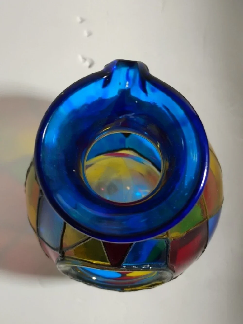 Vidrio Handblown  Glass   Multicolor Wine Cooler Signed Made In Mexico